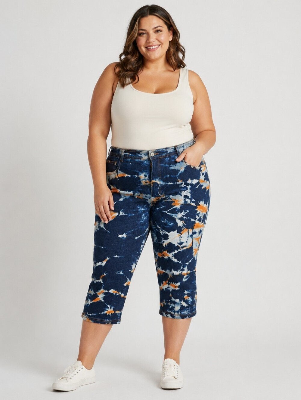 Revolt Vintage Vtg Y2K Tie Dye Capri Pants Jeans Plus Size 22